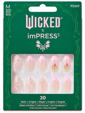 imPRESS Pink French Tip Press-On Nails with Tulip Accents